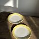 Set of 2 large plates with yellow rim, brand 12.