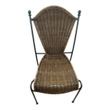 Chaise en métal et osier