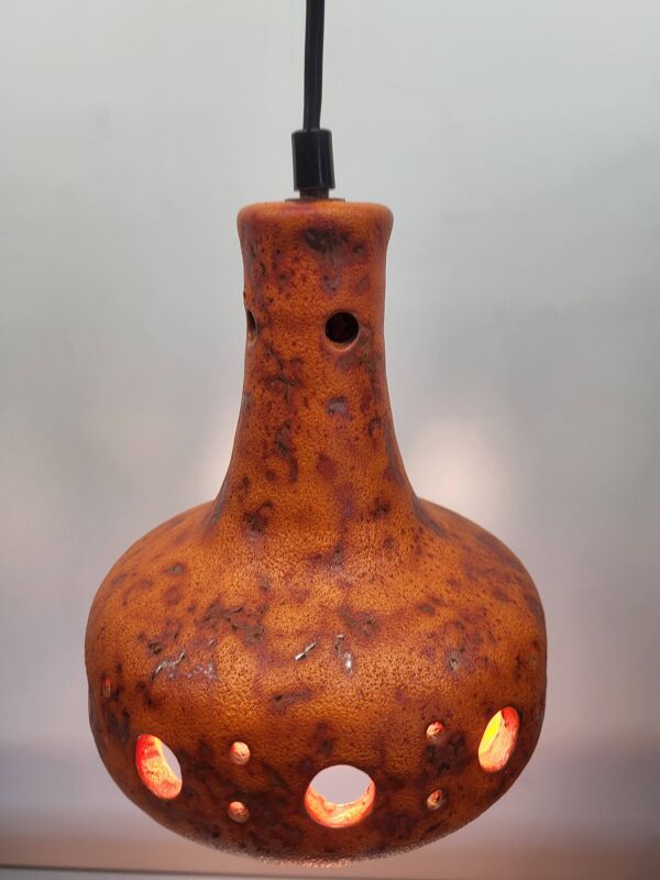 Lampe à suspension Fat Lava en céramique, teinte orange, pot 50
