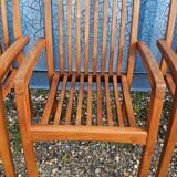 Stackable chair-armchair in solid teak with cushion by Vlaemynck