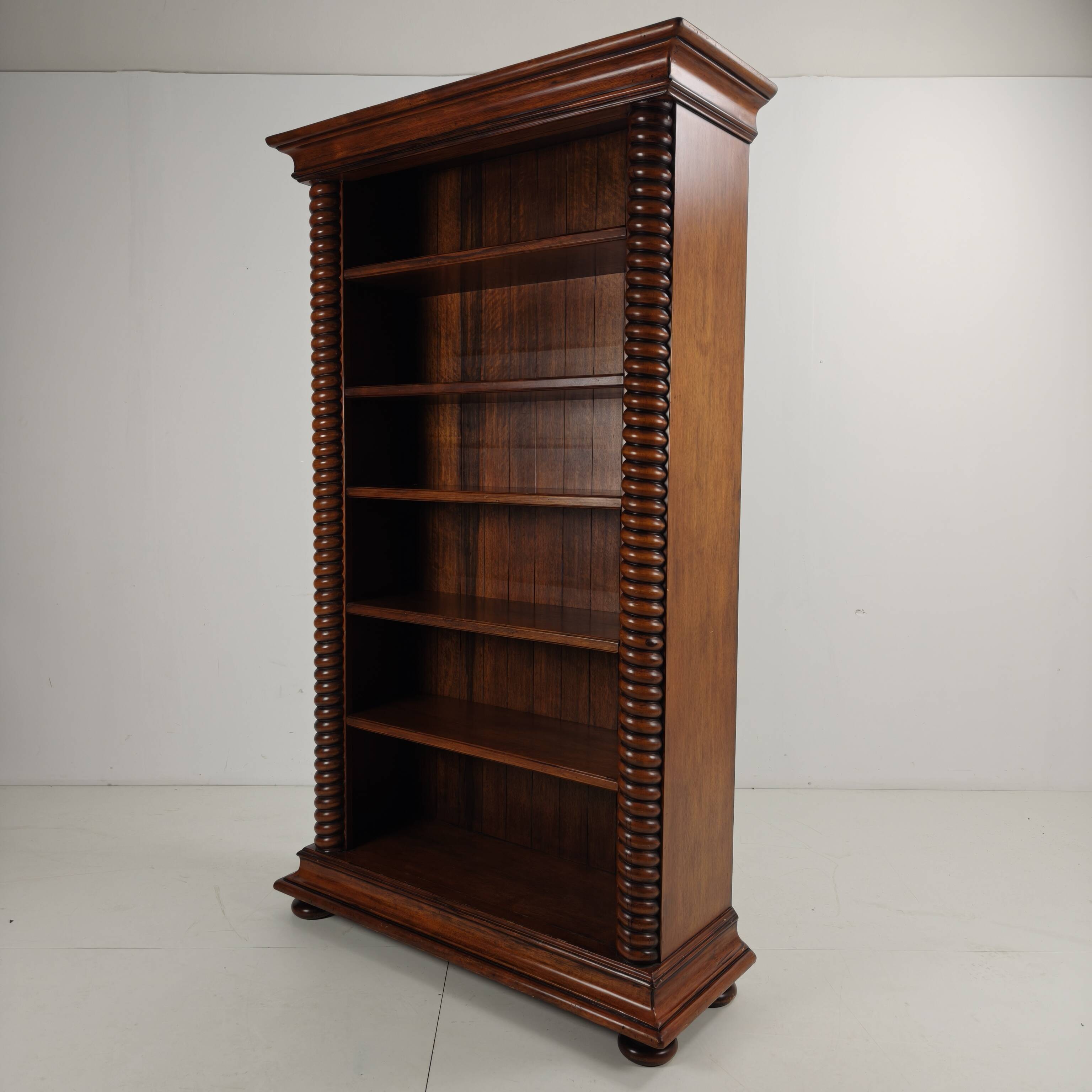 Barley Twist Open Bookcase – Solid Walnut, circa 1930