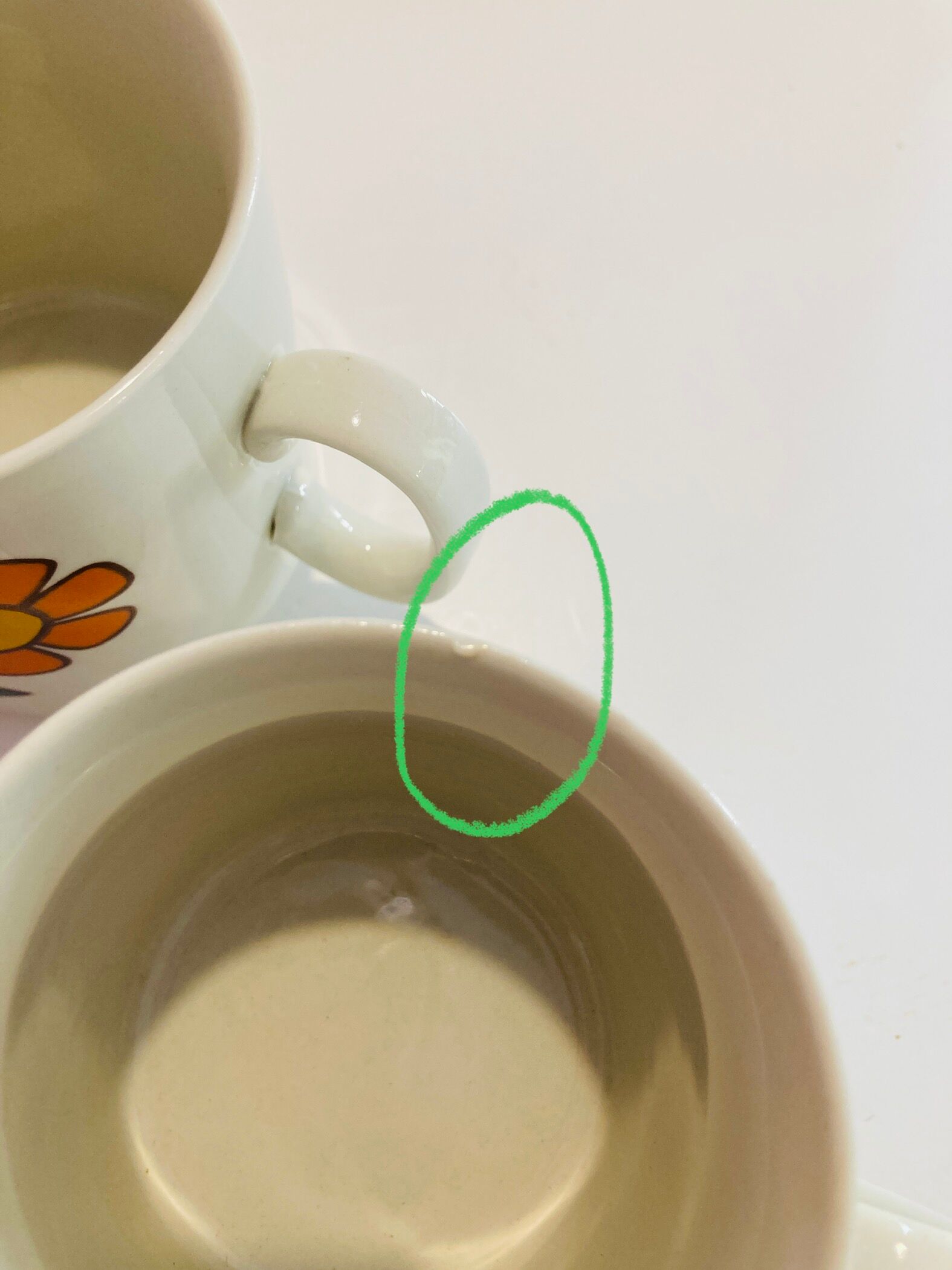 2 cups 70s weismann porzellan italy floral pattern orange