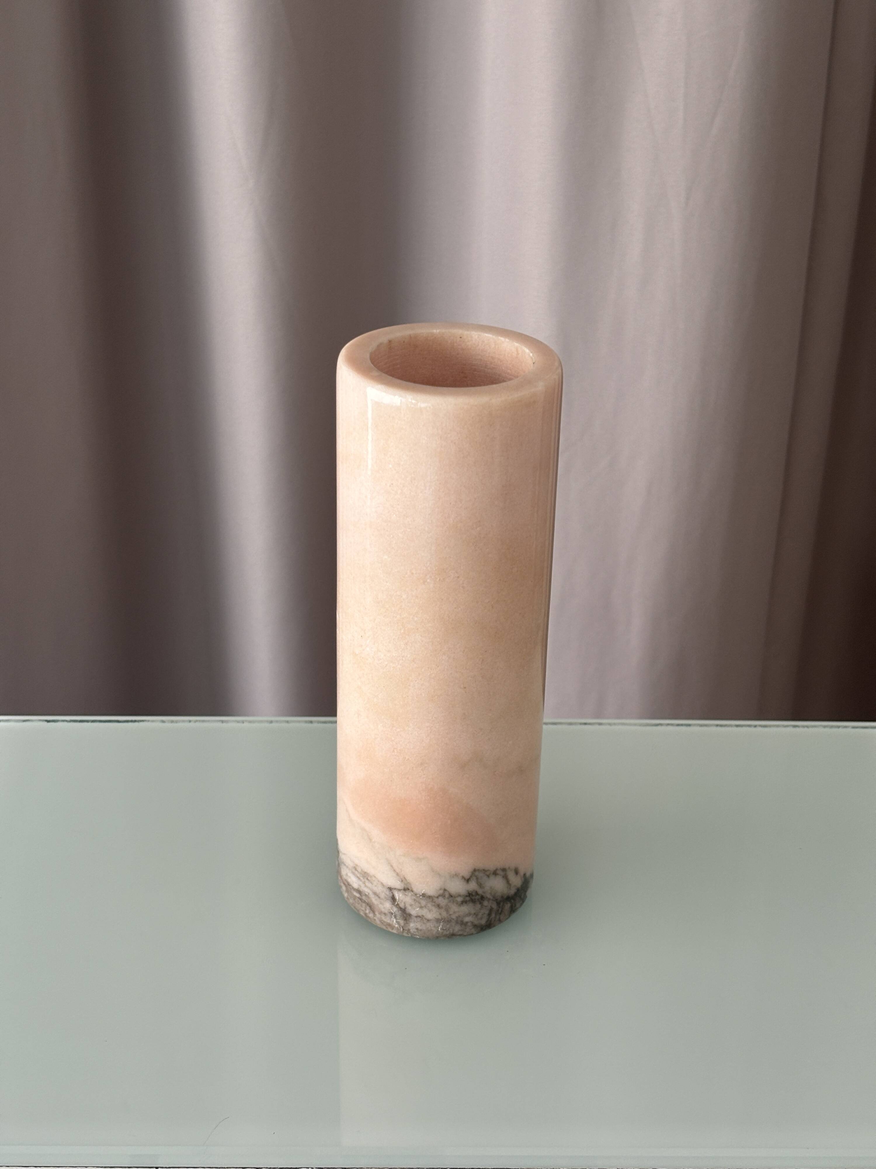 Vintage Pink Marble Cylinder Vase