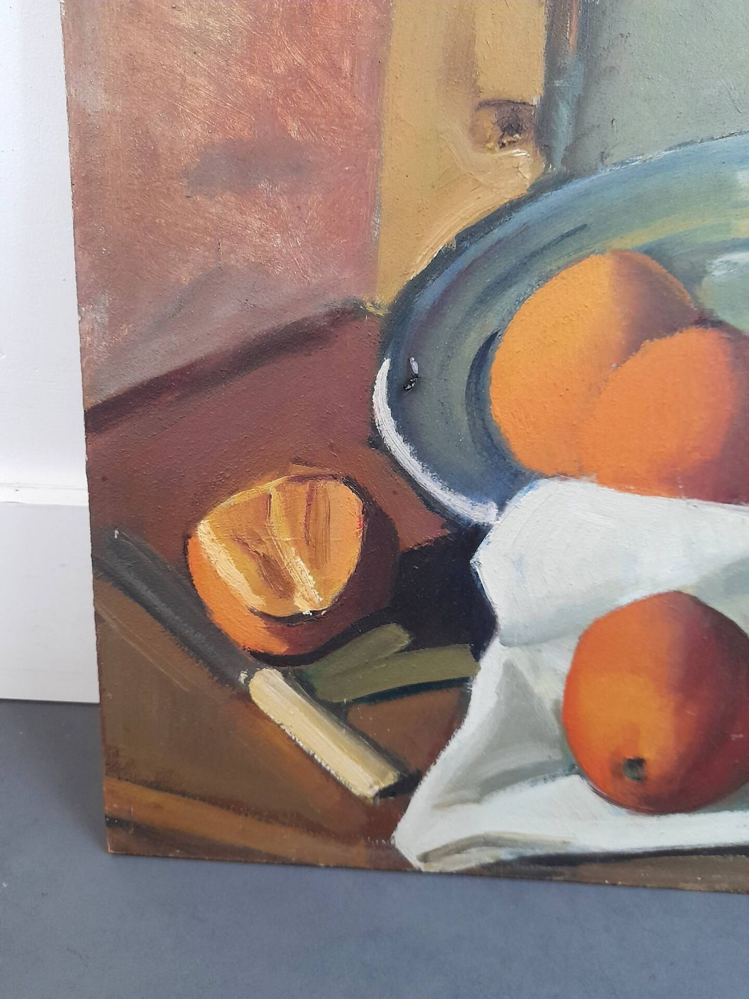 Beautiful still life painting with fruits.