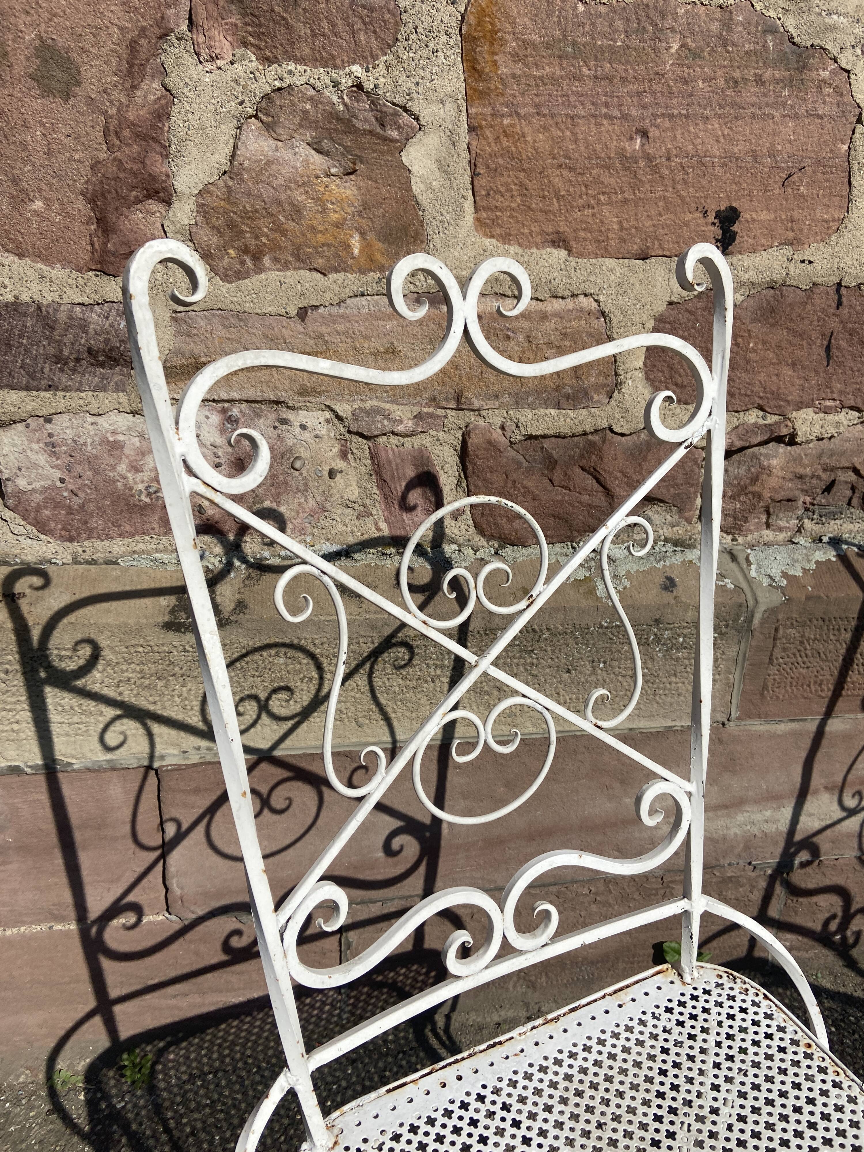 pair of garden chairs wrought iron vintage french iron chairs 1970 - 80