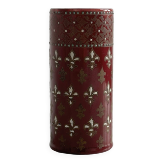 19th century enameled ceramic scroll vase.