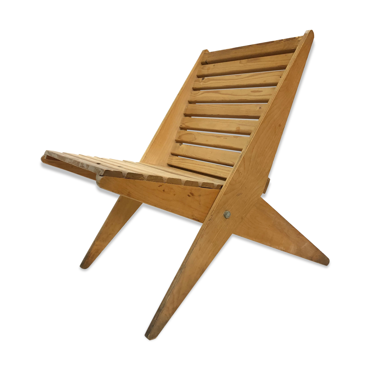 Wooden garden chair folding from the 70s in the Netherlands