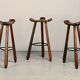 Spanish Rustic Brutalist Dry Bar Counter with matching Barstools
