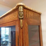 Large showcase 1 door in Louis XVI style marquetry