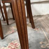 6 Art Deco walnut and leather chairs