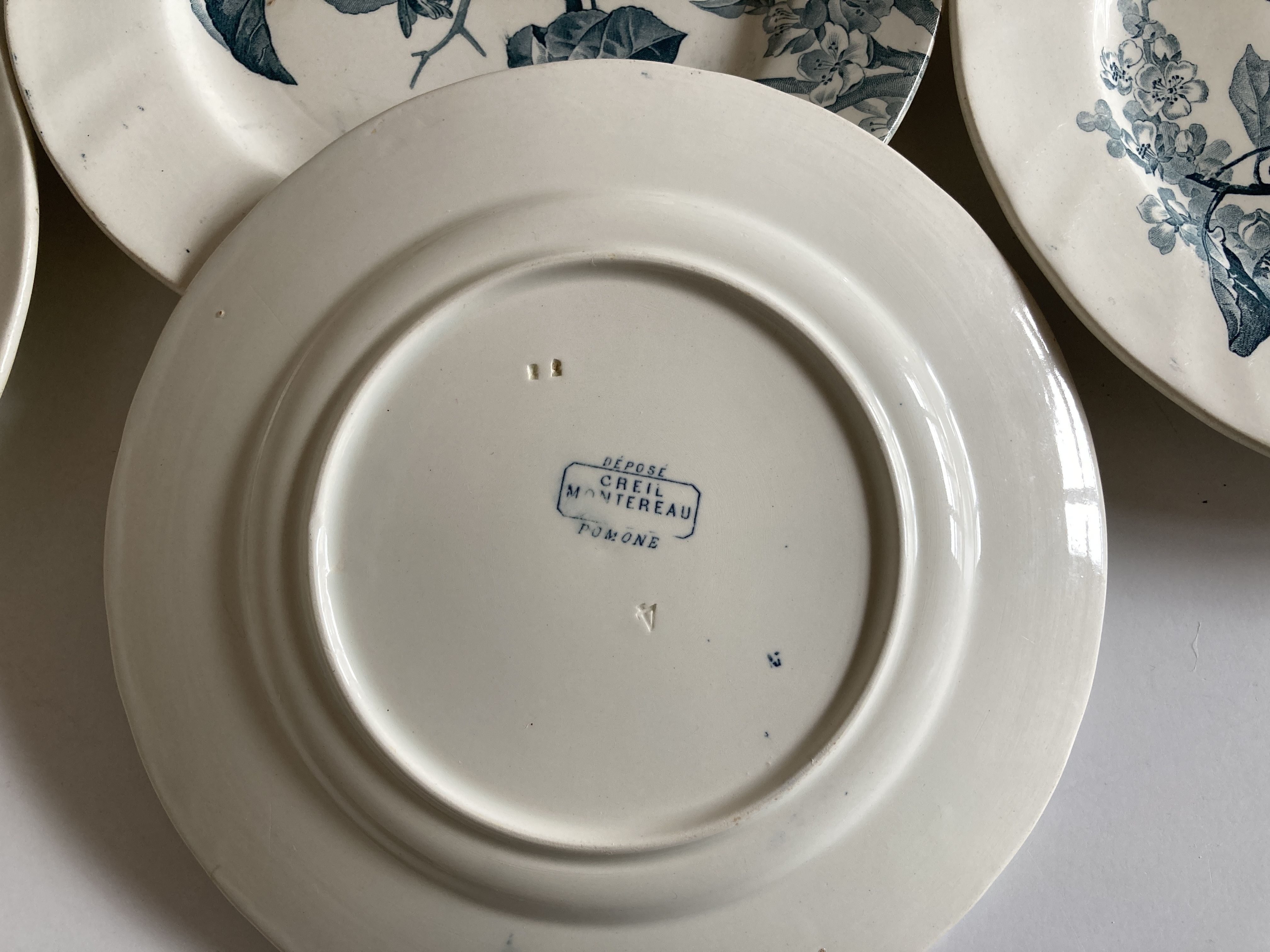 Set of 6 plates Creil Montereau Pomona iron earth early 20th