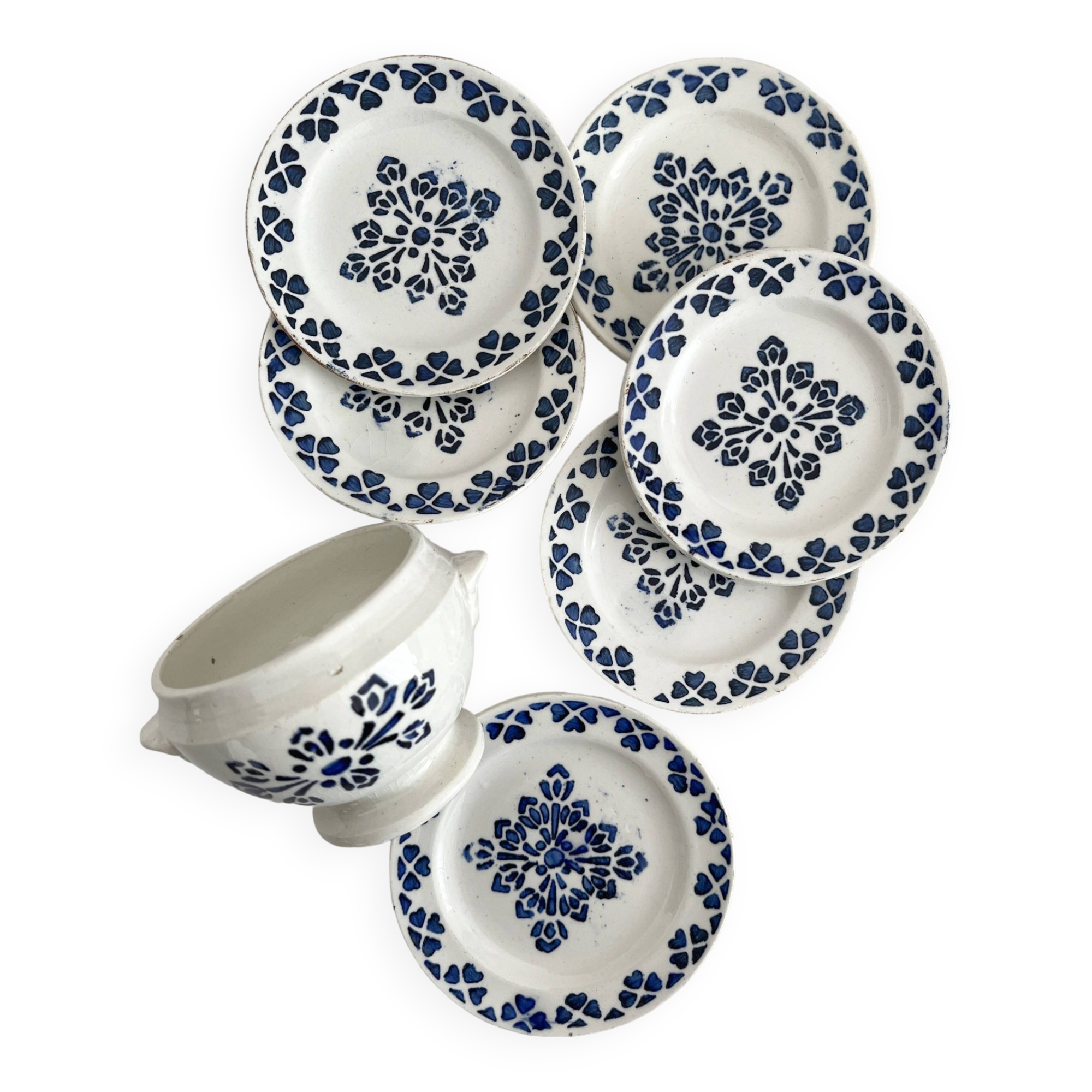 7 pieces of antique earthenware tea set