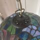 Tiffany-style floral stained glass pendant light in brass D40cm