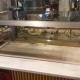 Rectangular glass and metal coffee table