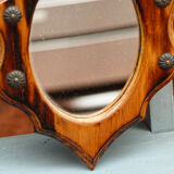 Mirror badge in flamed pine, 33x22 cm