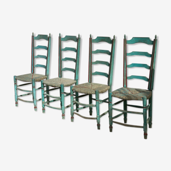 Chaises style provençal bois et paille