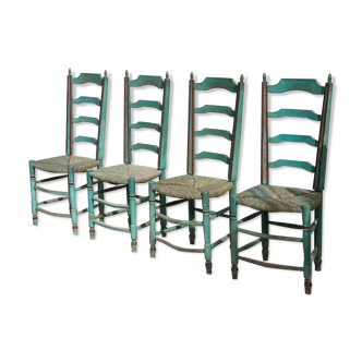 Provençal style chairs wood and straw