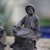 Pair of vintage fireplace andirons, anthropomorphic andirons, fireplace accessories