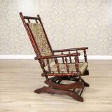 Antique Spring Rocking Chair in Floral Fabric, 1890s