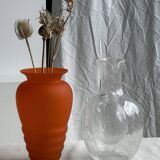 Large blown glass carafe with ice cube compartment Biot