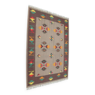 Grand tapis ou kilim indien de style, années 1960