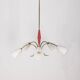Vintage 60's chandelier, red metal and glass, italian design