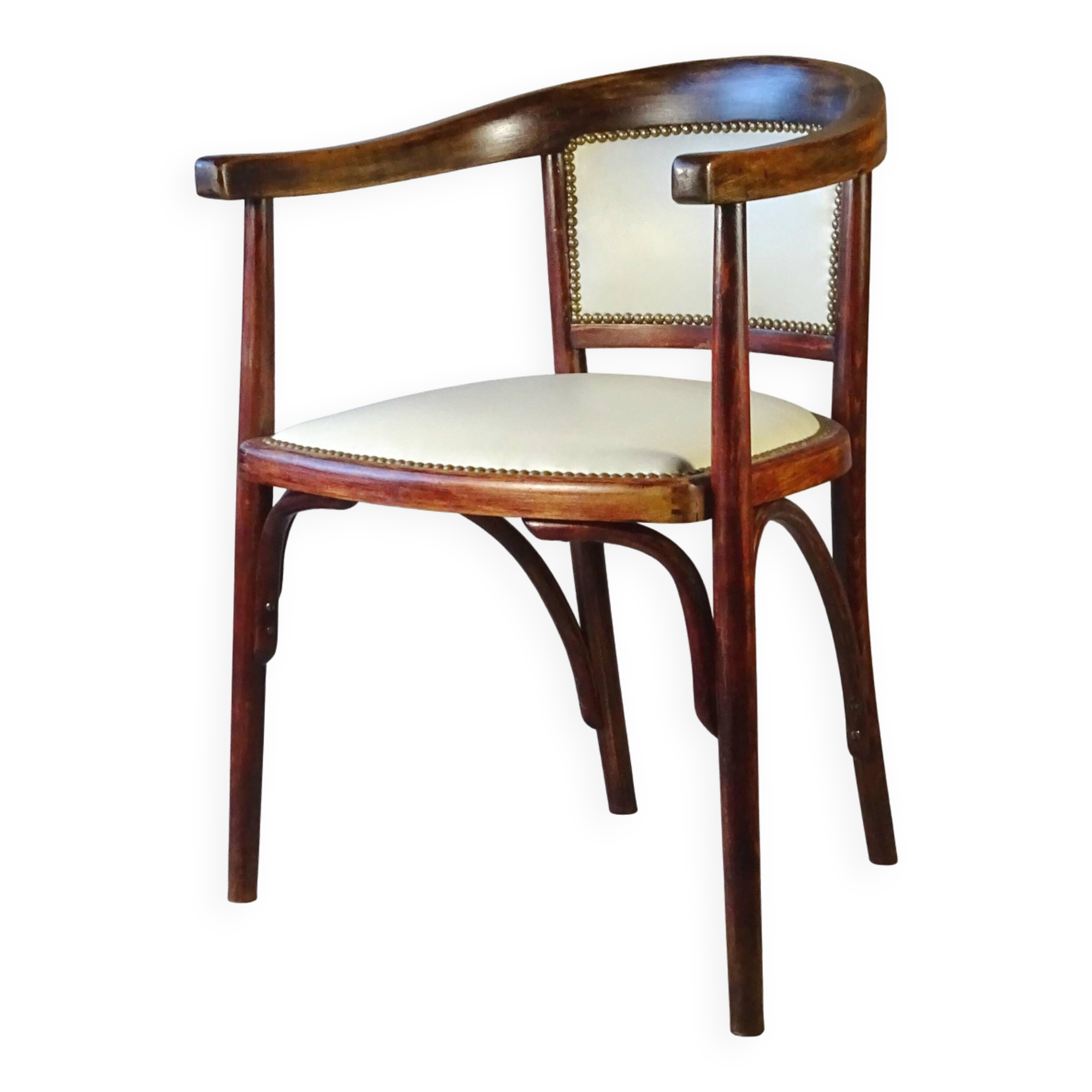 Art Deco desk chair by Fischel in bentwood and leather, 1925