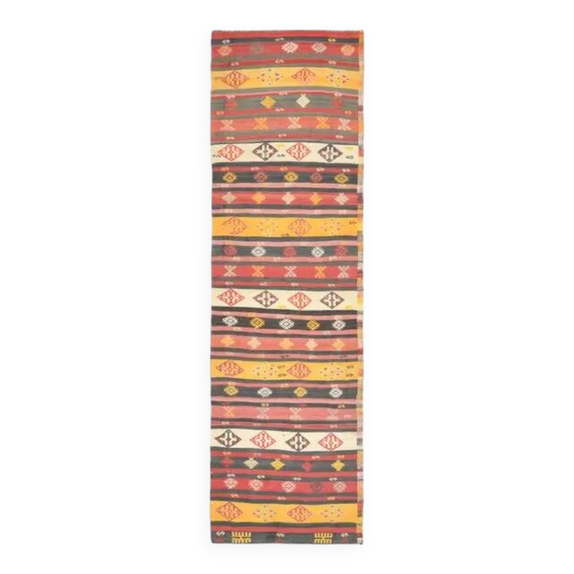 Vintage Turkish Oushak Handmade Wool Cotton Red Runner Rug 85x284