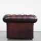 Cowhide leather English chesterfield armchair on wheels