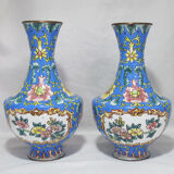 Pair of Chinese vases in enamelled bronze