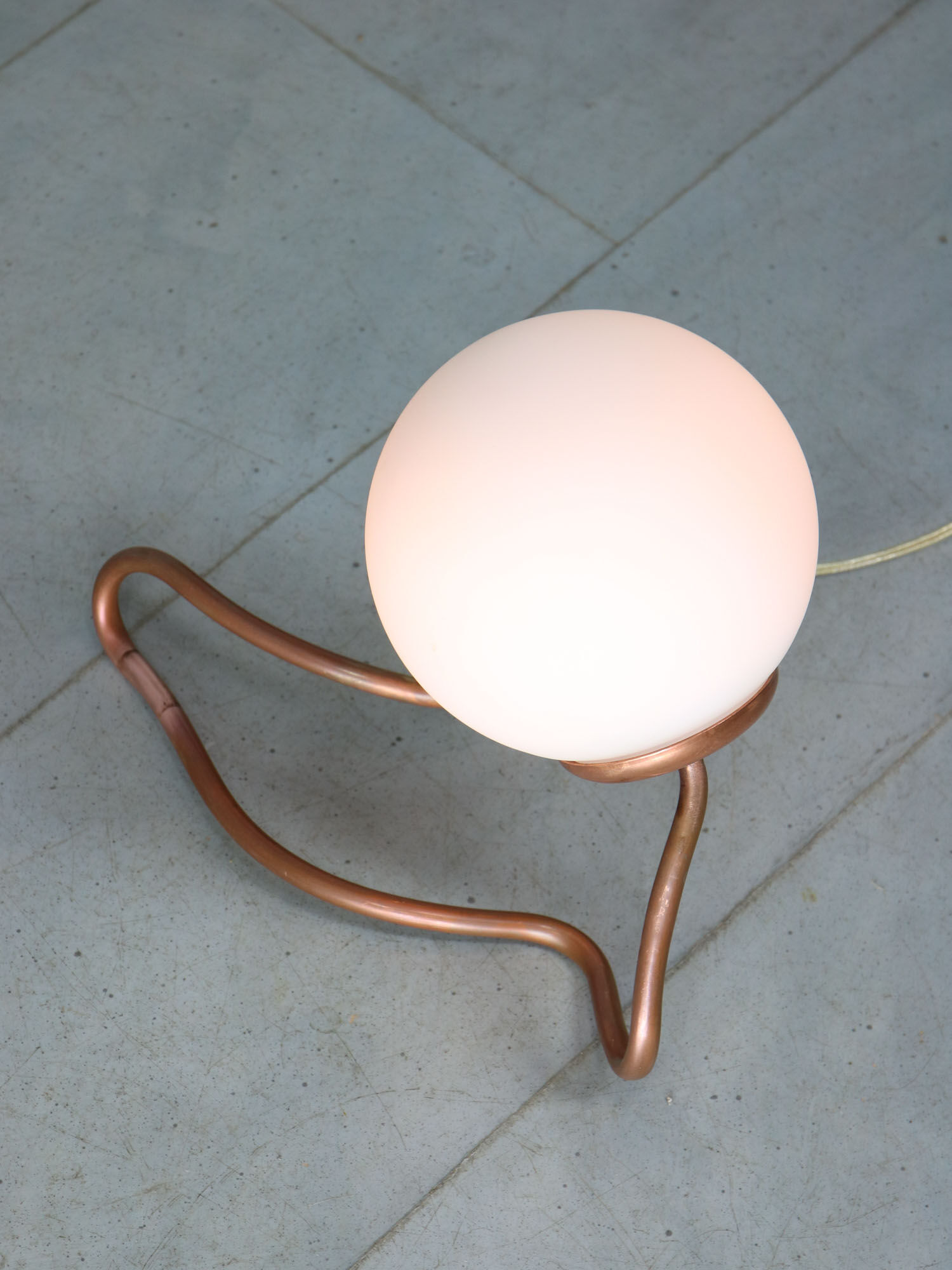 Vintage organic copper and opaline table lamp
