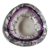 Vide poche Murano à bulles/Bullicante. Motifs croisillons. En verre d Art soufflé. Diam 13 cm