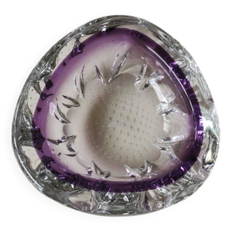 Murano bubble/Bullicante pocket emptier. Cross-pattern. Blown art glass. Diam 13 cm