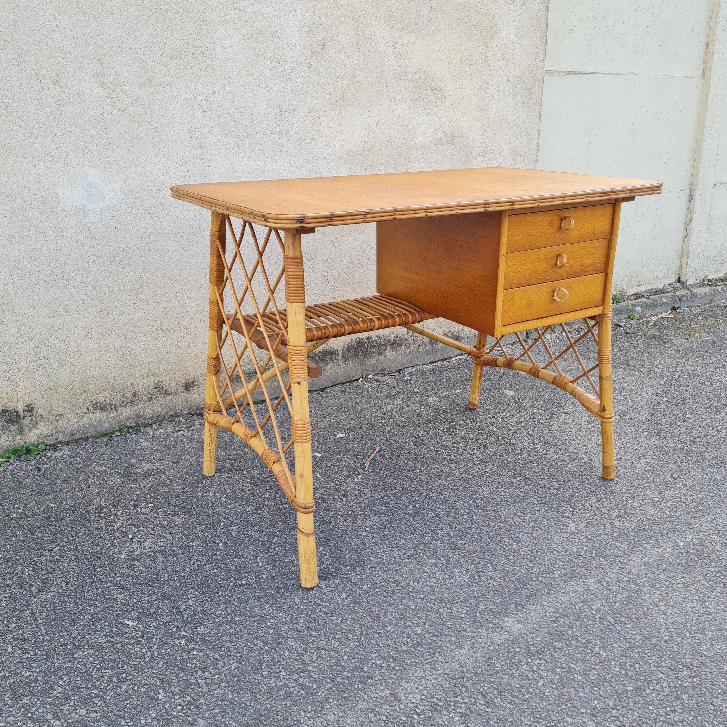 Louis Sognot rattan office 1960