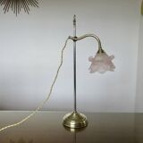 Art Nouveau jeweler's lamp in bronze and glass paste tulip