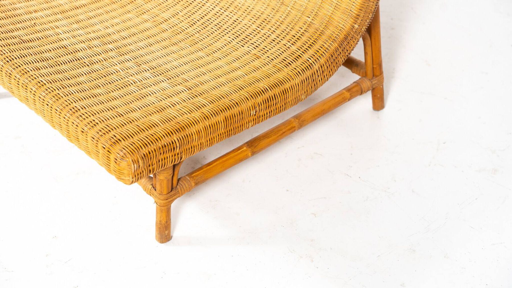 Mid-Century Modern Wicker Bench, Italy, 1970s