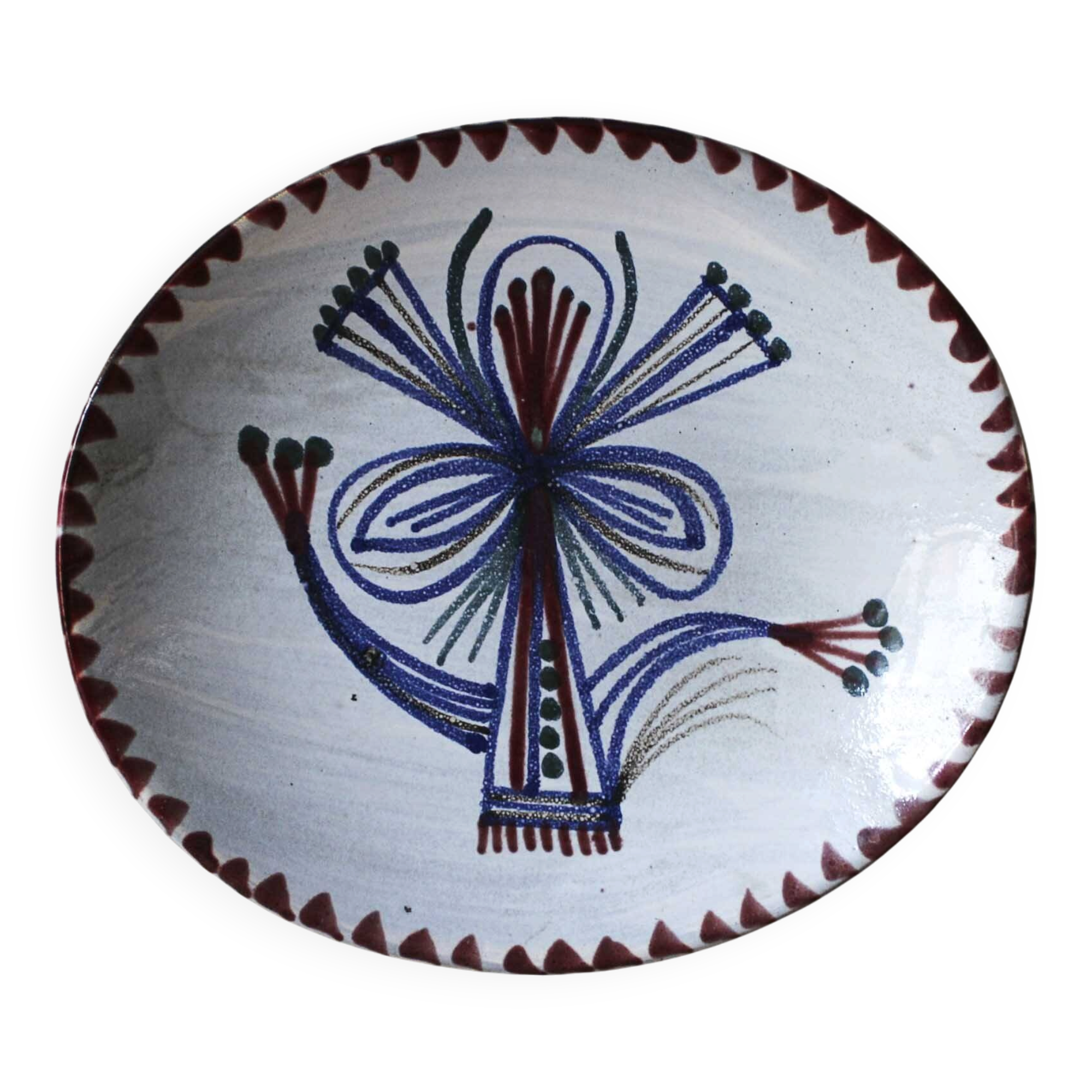 Ceramic plate with painted decoration - Jean Derval with the Atelier du Murier