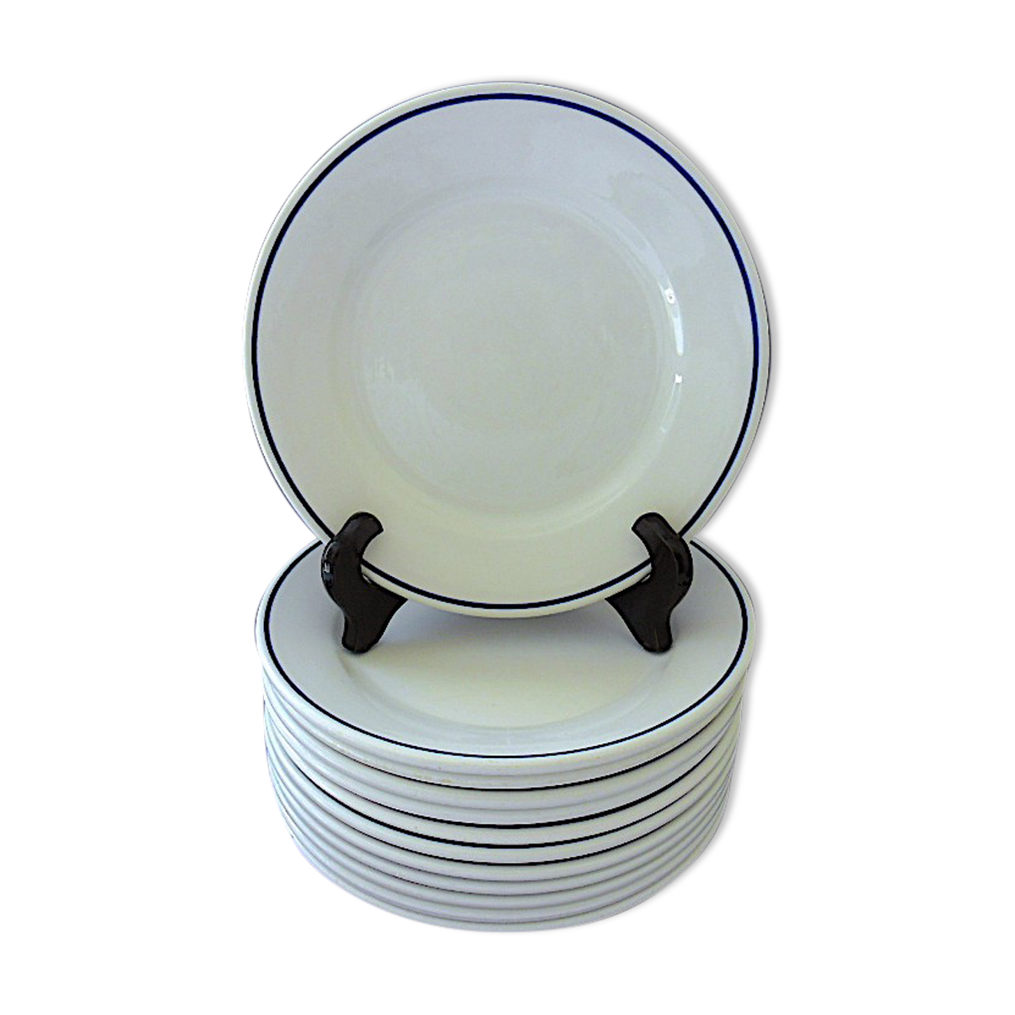 Suite of twelve (12) hotel-grade porcelain table plates