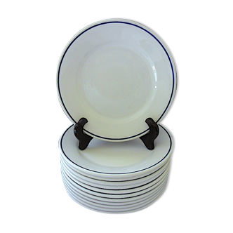 Suite of twelve (12) hotel-grade porcelain table plates