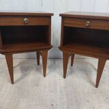 Pair of vintage bedside tables compass legs