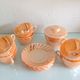 Set of six cups and pearly opaline sugar by Termocrisa / vintage 50-60