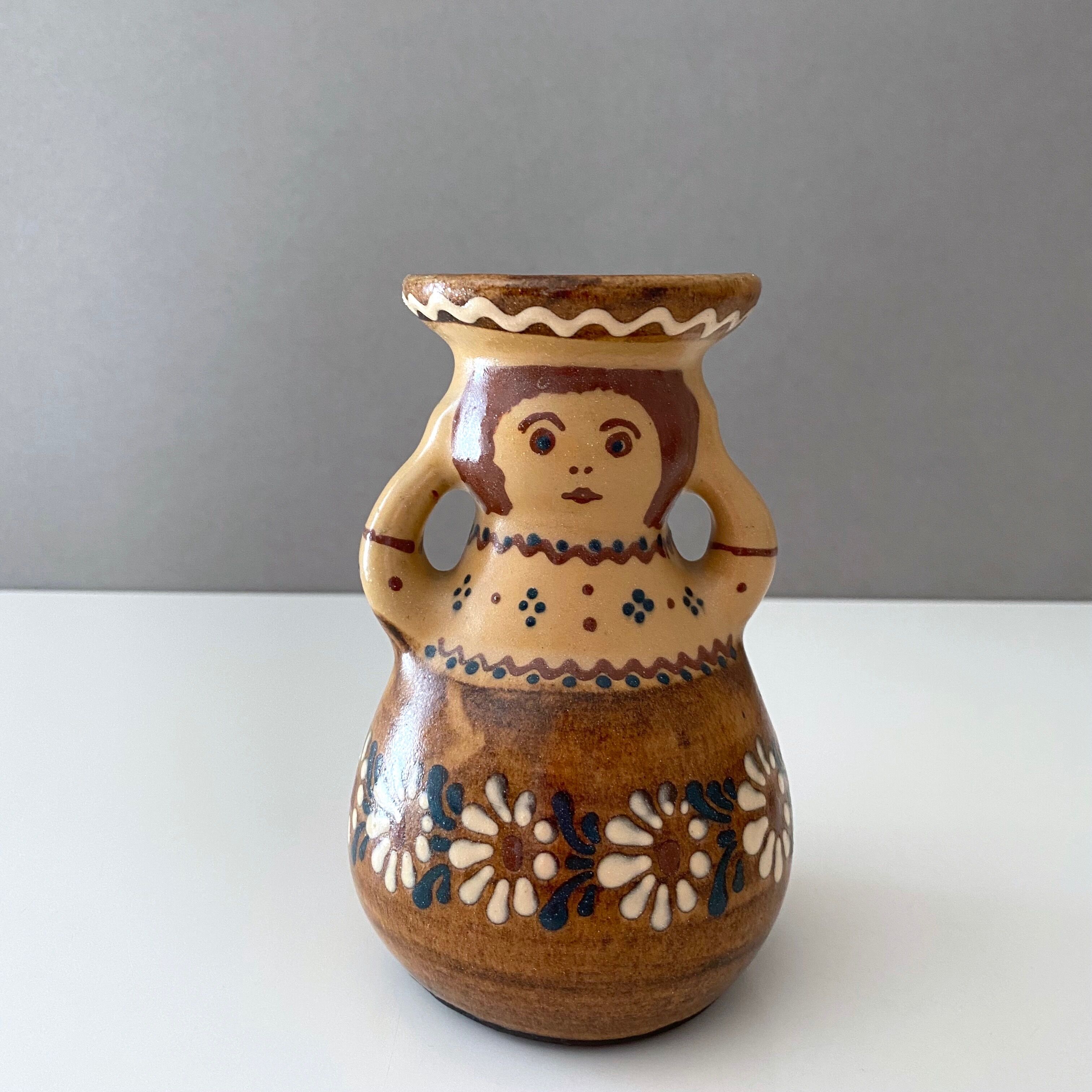 2 vintage ceramic candle holders, woman candle holder, country style, retro candle holder