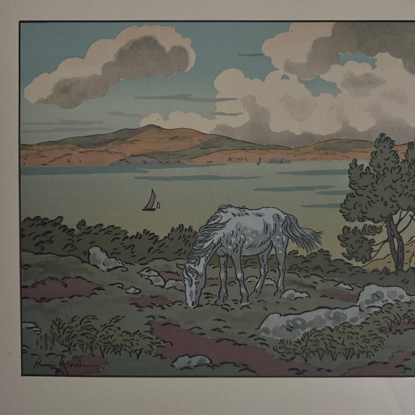 Lithograph by Henri Rivière, The Magic of the Hours - The Rainbow
