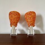 Pair of orange perspex wall lights from the 1950s.