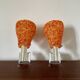 Pair of orange perspex wall lights from the 1950s.