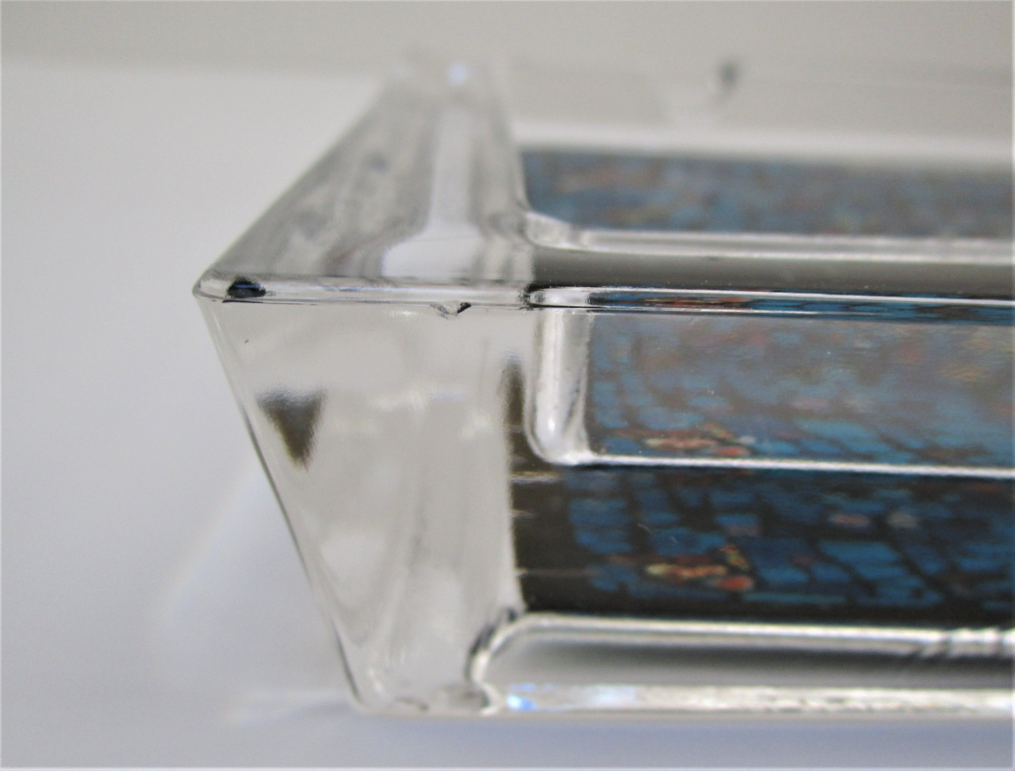 Ashtray thick glass blue decoration Air France 70s