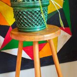 Vintage solid blond wood bar stool