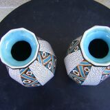Pair of art deco earthenware vases from Sarreguemines