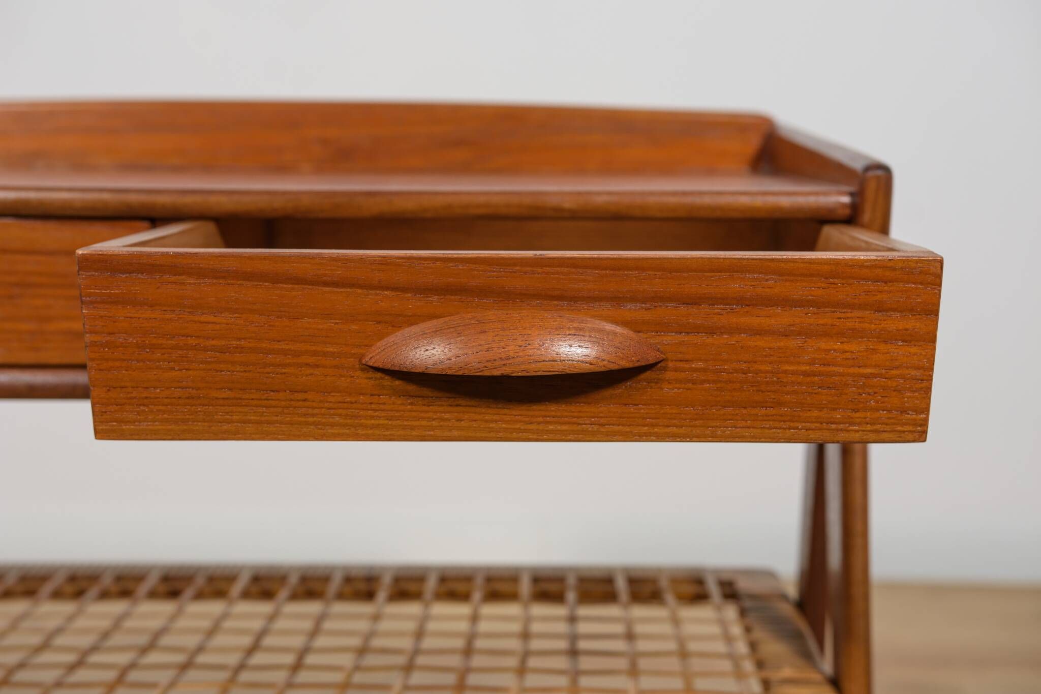 Mid Century Teak and Rattan Console Table by Søren Rasmussen, United Knigdo