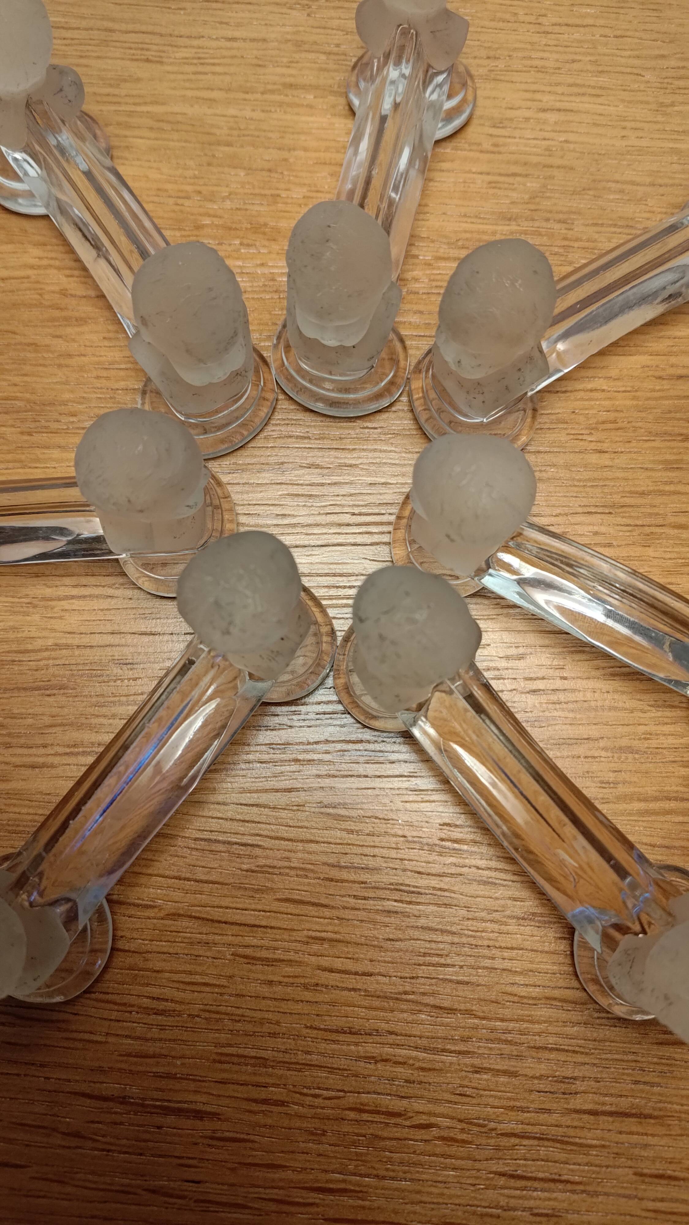 Set of 7 Baccarat Houdon crystal knife holders